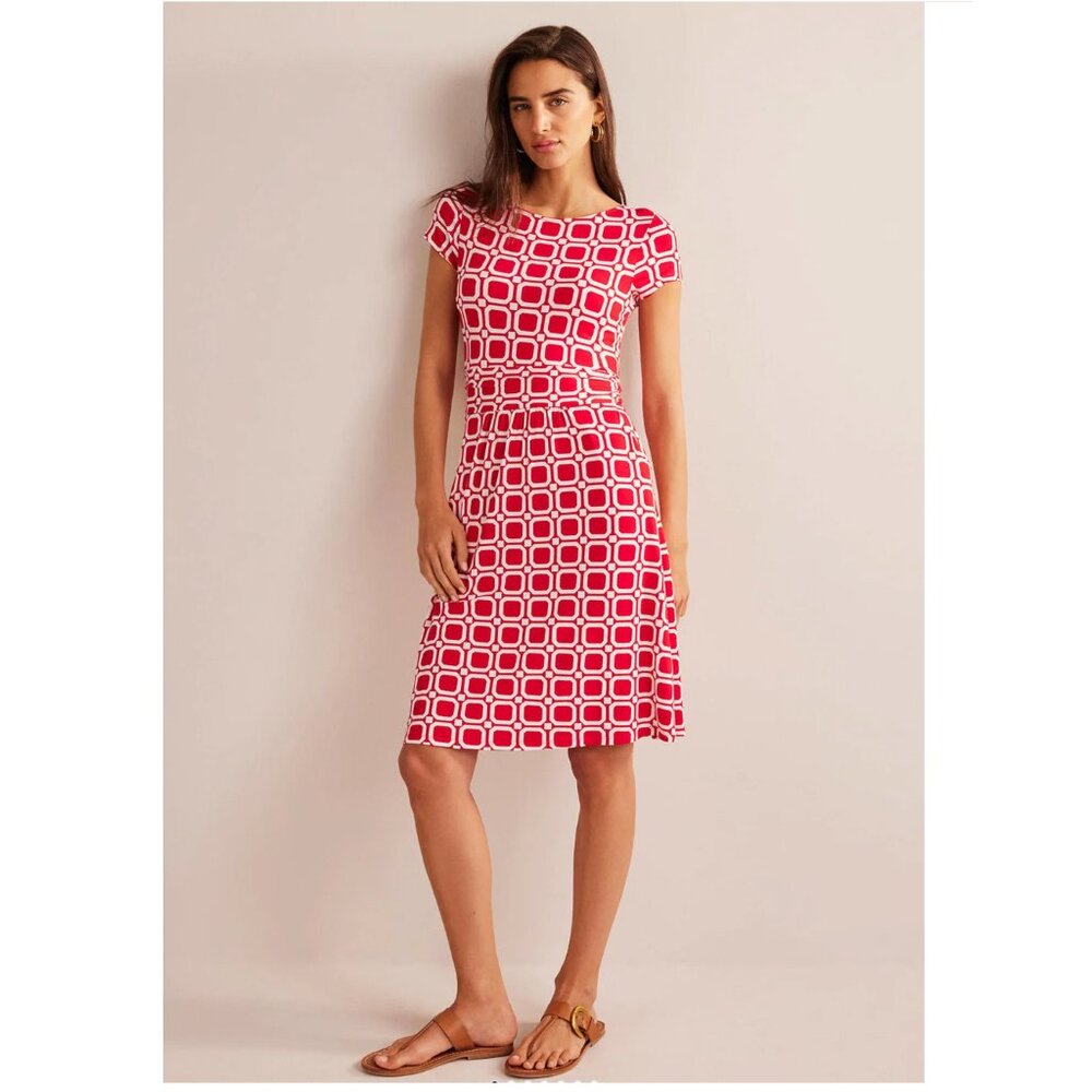 Amelie Jersey Dress Hot Pepper Block Cube 6L NWT